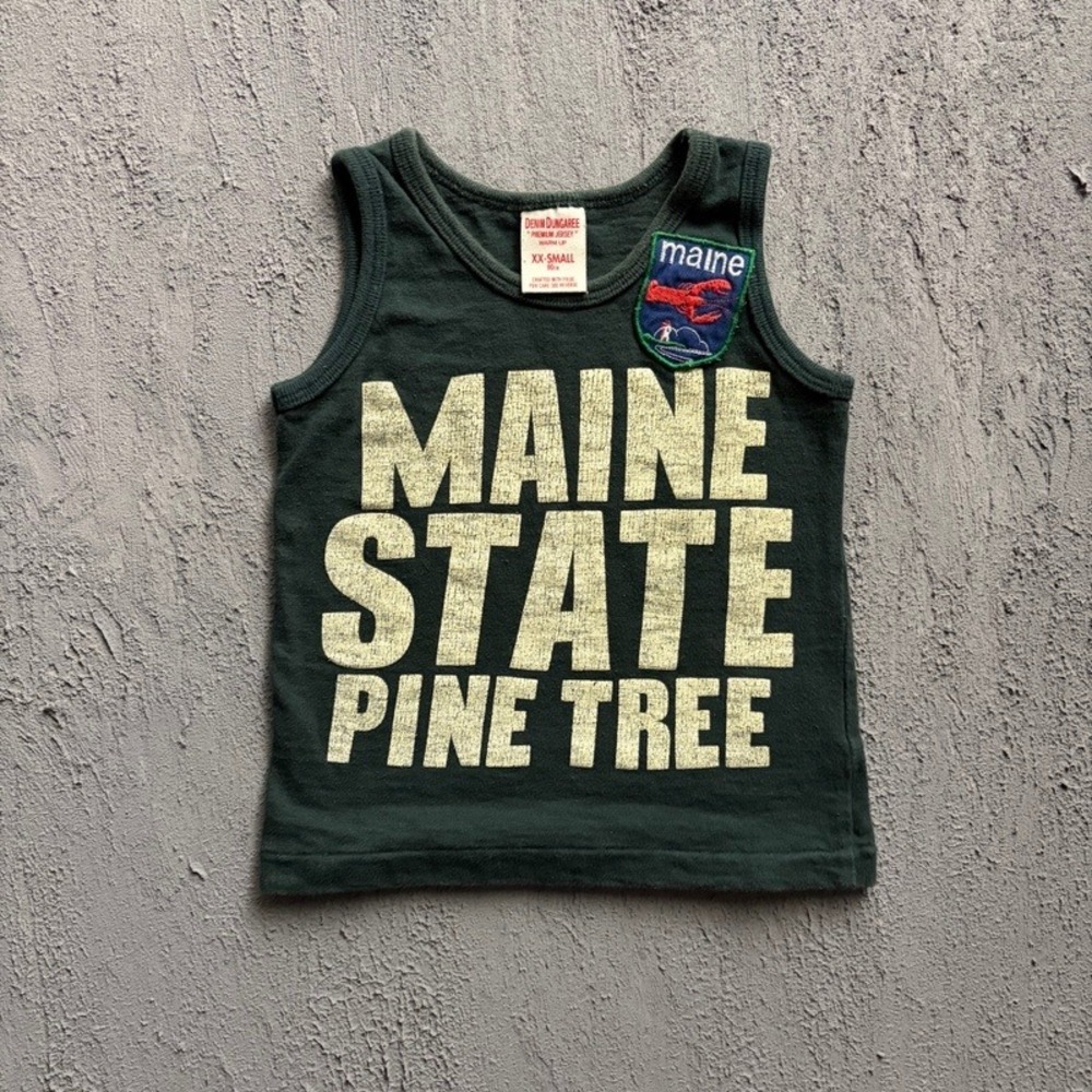Denim&Dungaree Tank Top XXS 90CM Green Maine State Pine Japan Baby Tee